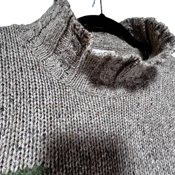 Talbots Knit Sweater Robin Bird Holly Branch Khaki Brown Collar Casual Comfy LG - Picture 4 of 12